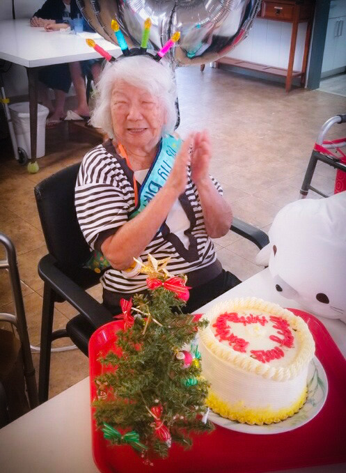 Resident birthday celebration with cake